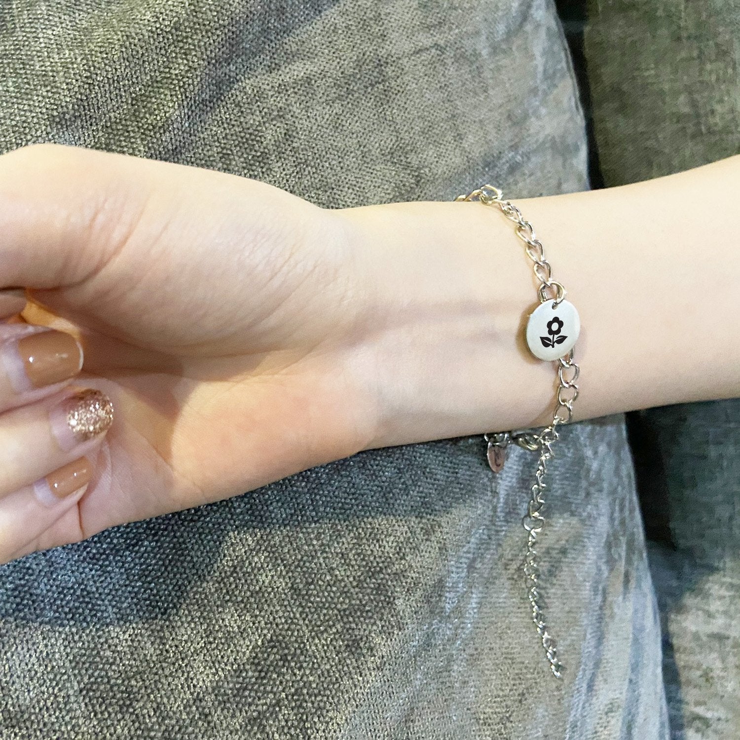 Single Silver Disc Chain Bracelet - Micacoco