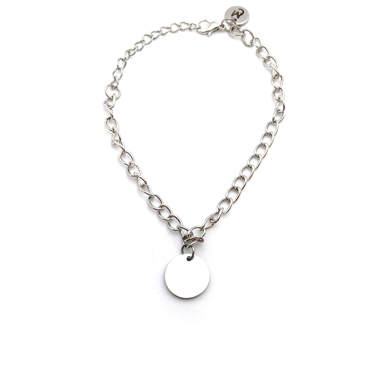 Single Silver Disc Chain Bracelet - Micacoco